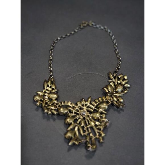 J Crew Holiday Bow Rhinestone Statement Bib Necklace - Picture 5 of 7